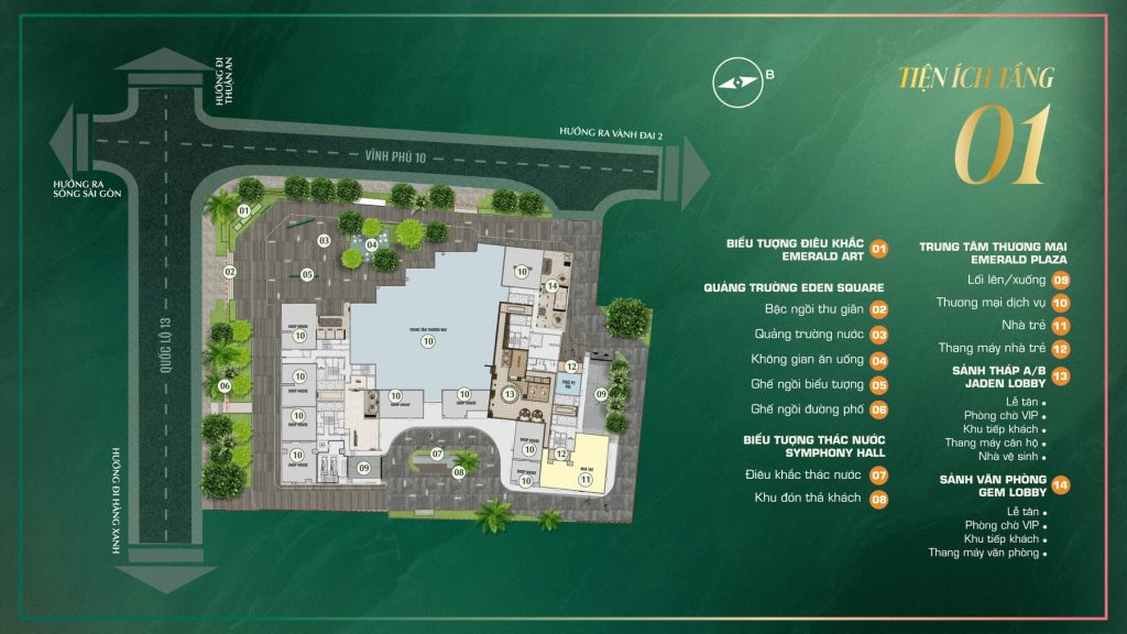 mặt bằng tầng tiện ích tầng 1 Emerald Boulevard